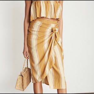 Faithful the Brand  tan stripe set wrap skirt crop
